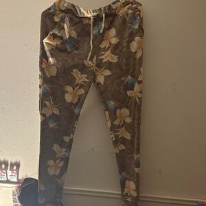 Aviator Nation Floral Print Pants - Brown and Blue